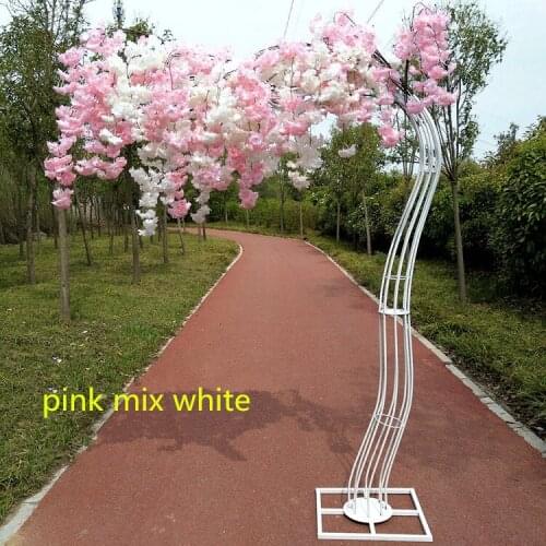 2.6M height white Artificial Cherry Blossom Tree road lead Simulation Cherry Flower with Iron Arch Frame For Wedding party Props