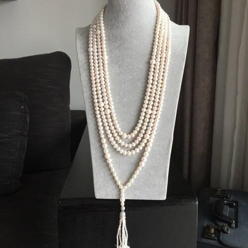 Women Gift word 925 Sterling real Permanent natural freshwater pearl sweater chain of Taihu, 200 cm plus 90 cm, set of ch