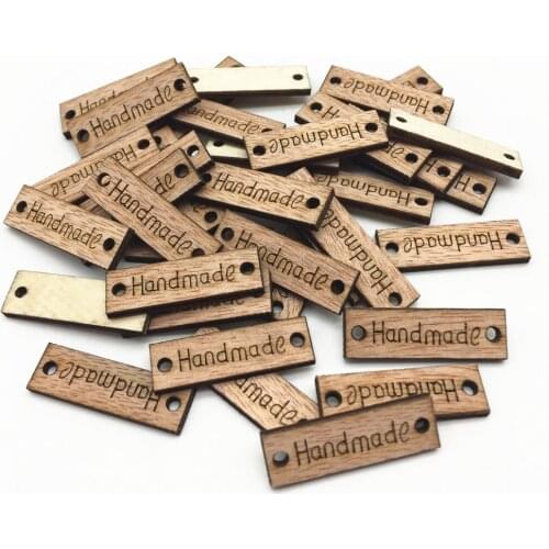 200pcs Brown Wood Rectangle Handmade Crafts Connectors Chips Discs Home Ornament Decorations Scrapbooking 28x9mm