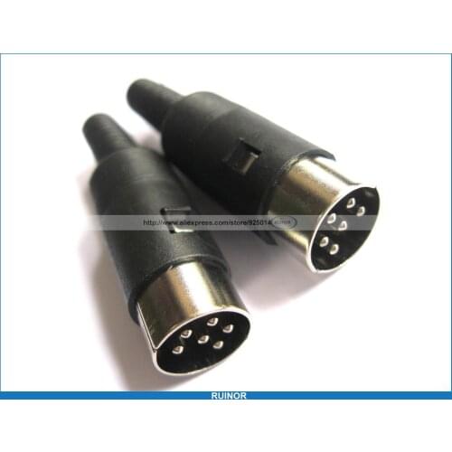 30 Pcs DIN Plug Connector 6 Pin with Plastic Handle