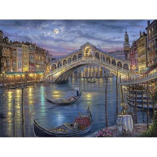 5D Diamond Embroidery Venice City Landscape Diamond Painting Bridge And Boat Cross Stitch The Paintings Of Rhinestone Scenery