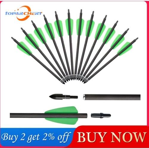 6/12/24pcs Hunting Archery Arrows 7.5/15inch Crossbow Carbon Arrow Bolts 2" Vanes Feather For Outdoor Archery Shooting Hunting