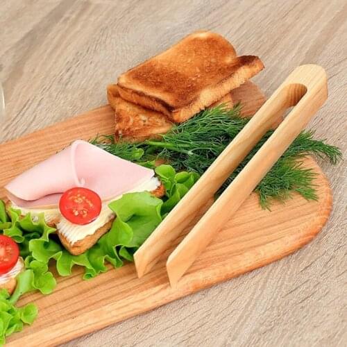 Bamboo Toast Tongs Practical Kitchen Craft Bamboo Toaste Clamp Bamboo Utensils Sturdy and Durable Strong Practicality