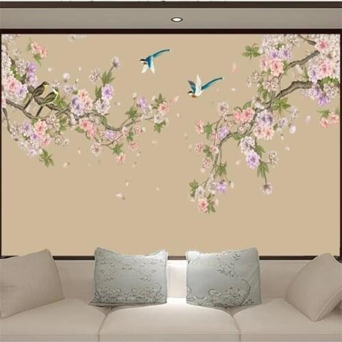 Beibehang Custom wallpaper 3d mural begonia new Chinese hand-painted pen and flower background decorative painting 3d wallpaper