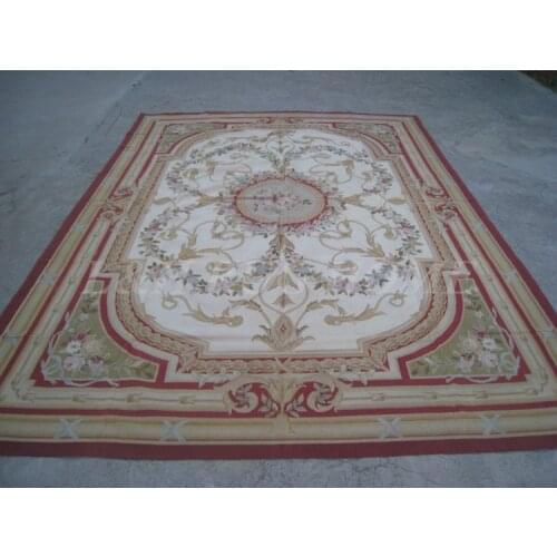 Free shipping 2015 New Design 9'x12' French Aubusson woolen carpet, French Aubusson Rug