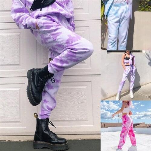 Fashion Tie Dye Sweatpants Women Elastic High Waist Baggy Pants Loose Sport Hip Hop Harem Pants Streetwear Trousers Joggers Pant