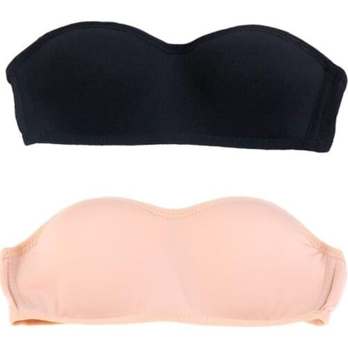 Womens Push Up Strapless Bra Padded Wirefree Convertible Multiway Invisible Bandeau Bralette 1/2 Cup Underwear Brassiere