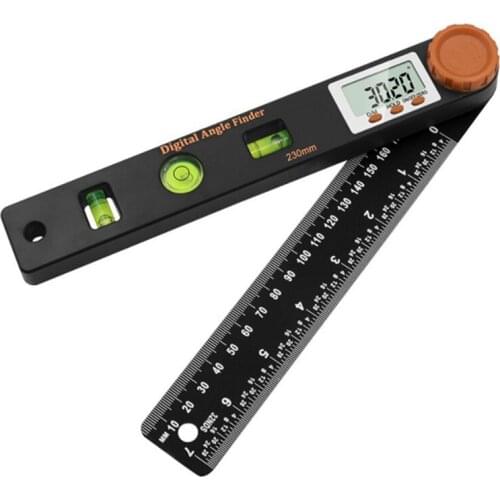 HLZS-Digital Angle Finder, 4 in 1 Protractor Ruler Spirit Level Digital Goniometer with Level LCD Display Scale Rulers
