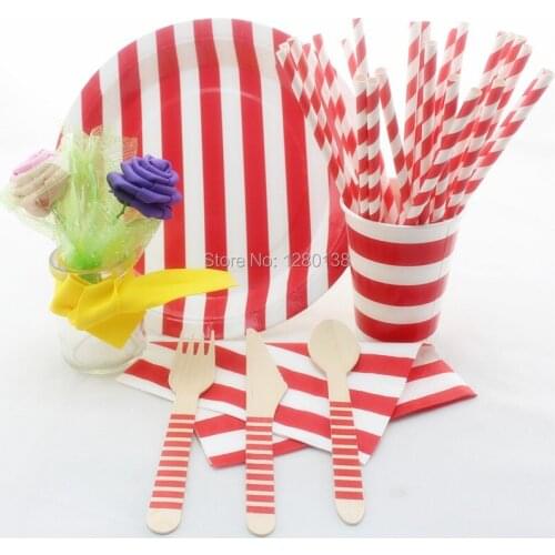 Chevron Striped Dot party decoration Disposable tableware paper straws Plate Cup Napkins Star for baby birthday party Wedding