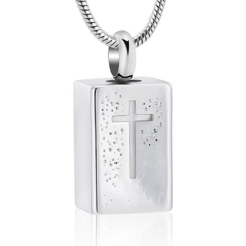 K10328 Cremation Jewelry for Ashes Retro Rectangular Cross Keepsake Urn Necklace for Ashes Memorial Ash Pendant Locket