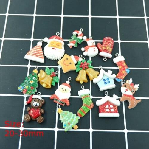 Kawaii Mix Christmas set charms pendants for jewelry making bracelets necklace earrings making resin flat back cabochon