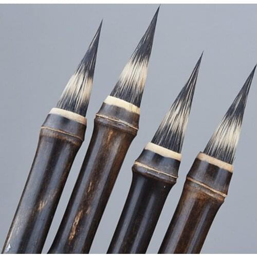 Purple Rabbit Hair Brush Pen Chinese Calligraphy Pen Ancient Bamboo Small Regular Script Writing Drawing Brush Stationery