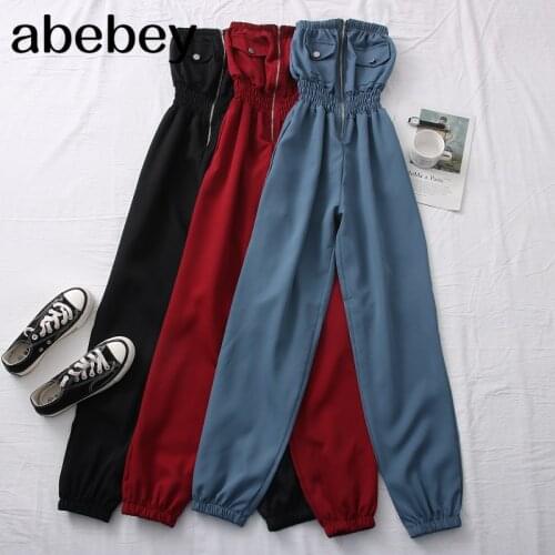 2021 New Spring Fashionable versatile design sense bra zipper Jumpsuit high waist and thin Work Style Jumpsuit casual Pants