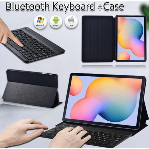 For Samsung Tab S6 Lite 10.4 P610 P615 High Quality Tablet Case Leather Stand Cover Case + Bluetooth Keyboard + Free Stylus