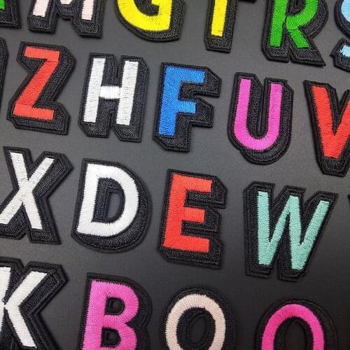 Colorful English Letters A-Z Number Embroidery Patches Diy Stickers Applique Iron On Patch For Clothing Badge Paste Clothes Hats