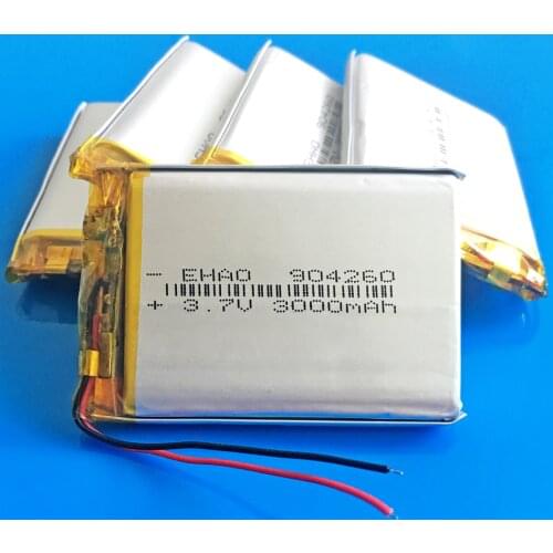 5 pcs 3.7V 3000mAh 904260 lipo polymer lithium Rechargeable battery for GPS navigator DVD PDA PAD power bank e-book camera
