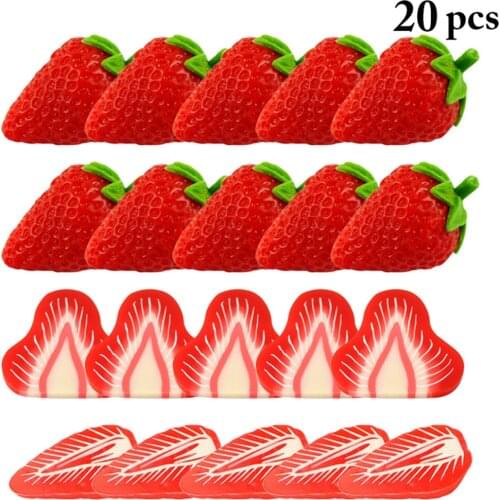 20pcs Mini Artificial Fruit Fake Strawberry Plastic Simulation Strawberry Ornament Craft Photography Props Christmas Home Decor