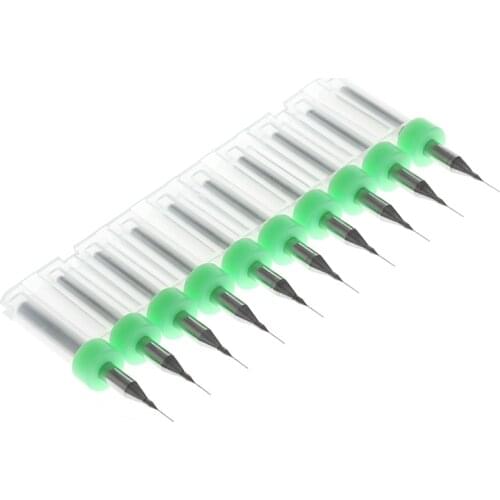 New 10Pc 0.2mm Tip 1/8\" Shank Spiral Flute Tungsten Carbide Micro PCB Drill Bits C5AC