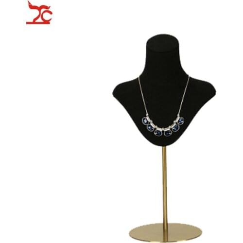 Window Necklace Display Model Black Velvet Pendant Display Neck Adjustable Height Display Props Stainless Steel Jewelry stand