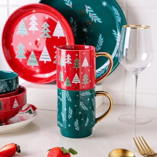 Creative Personality Soup Bowl Ceramic Cup Western Food Plate Home Couple Christmas Gift Tableware Rice Bowl Western Food Plate