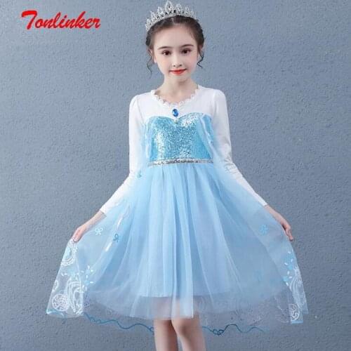 Girls Princess Dresses Kids Snow Queen Cosplay Christmas Carnival Clothing Girl Halloween White Sequined Mesh Ball Gown Vestidos
