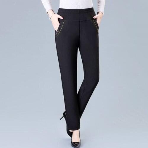 Plus size Middle-aged Women Trousers Autumn Winter Trousers Outer Pants Plus Velvet Warm Womens Trousers High Waist Pants 5XL