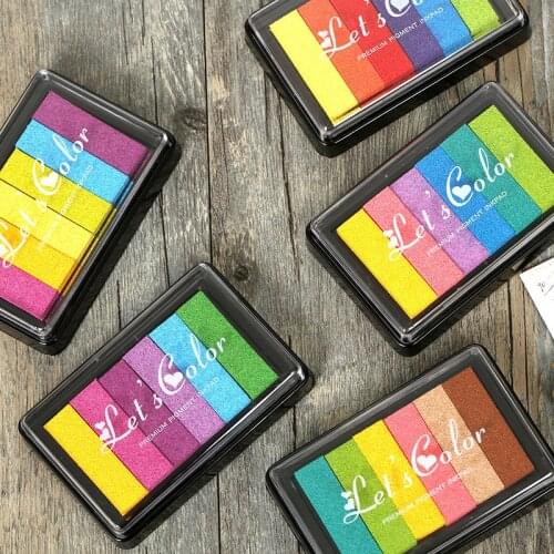 Jamie Notes Color Ink Pad Multicolour Inkpad Stamp For Stamp Seal Students Stamps Arts Fingerprint Inkpad For Scrapbooking 1 Box