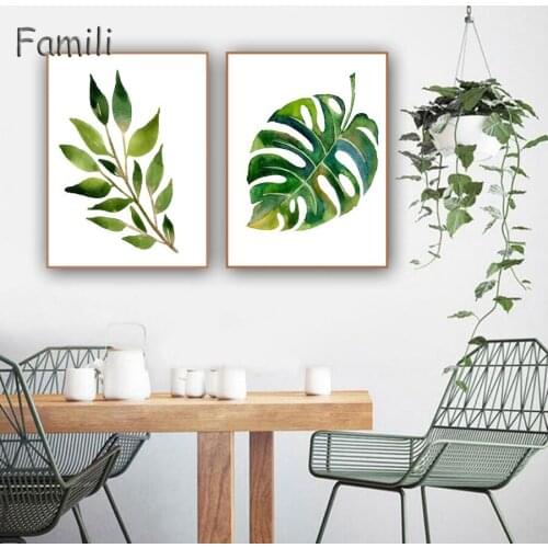Nordic Minimalist Tropical Leaf Canvas Art Print Poster, Wall Pictures for Home Decoration Wall Decor