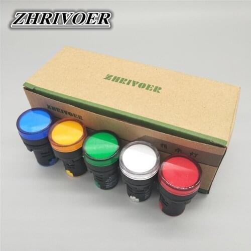 22mm AD16-22D/S LED Power Indicator Light General signal lamp AC/DC 12V 24V 36V 48V 110V 220V 380V Green Red Blue White Yellow