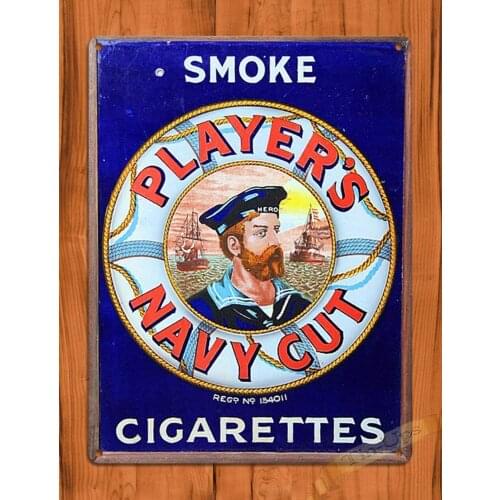 "Players Navy Cut Tobacco Rustic Cigarettes Retro Metal Tin Sign Plaque Poster Wall Decor Art Shabby Chic Gift