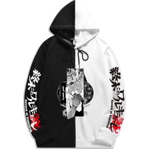 2021 Japanese animation new fashion Korean mens patchwork Hoodie hip hop street style loose thin sports Pullover Hoodie