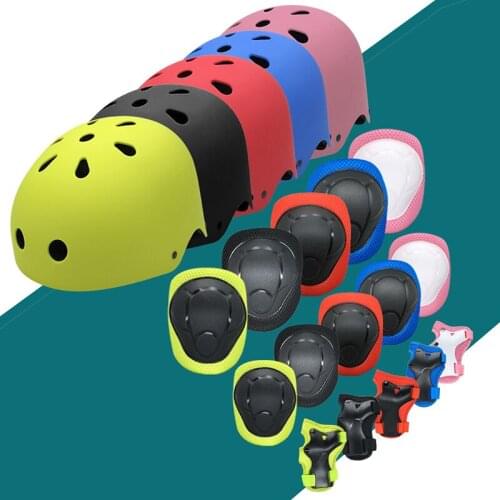 Universal 7-pieces Protective Gear Set Kids Skating Protective Gear Knee Elbow Wrist Protection Bicycle Bikle Helmet &T