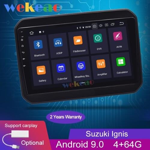 Wekeao Touch Screen 9'' 1 Din Android 9.0 Car Dvd Player Car Radio Automotivo For Suzuki Ignis Android Auto GPS Navigation 2016