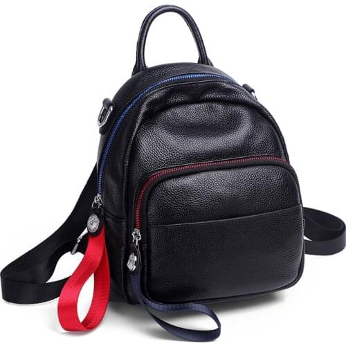 2019 Brand Designer Cowhide Leather Women Backpack Small Cute Back Pack for Teenager Young Girl School Bag Ladies Bagpack