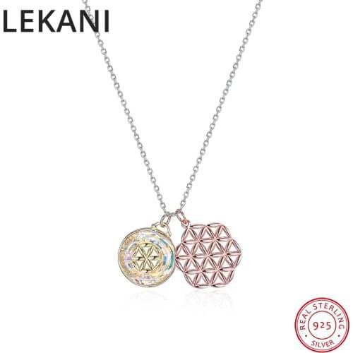 New Fancy Crystals From Swarovski Lucky Flower Pendant Necklace Gold Plated For Women Wedding S925 Silver Jewelry Charm Gift