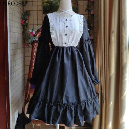 Japanese Soft Girl Lolita Style Dress Womens Fall Collection Sweet Ruffle Patchwork Princess Dress Kawaii OP Elegant Prom Dress