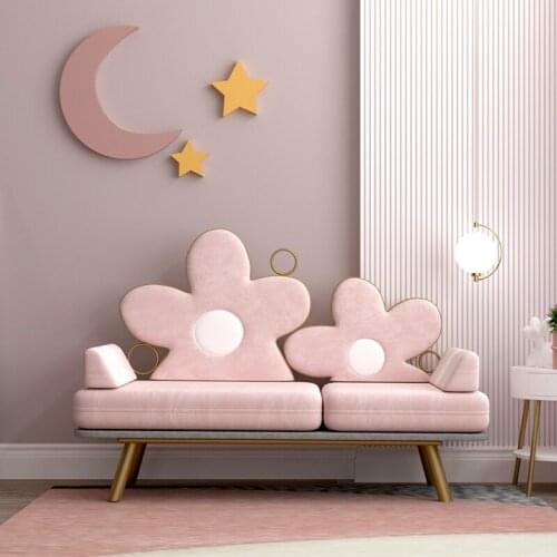 Zq Double Small Sofa Living Room Small Apartment Ins Style Japanese Style Pink Gold Bedroom Combination