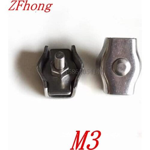 10PCS M3 single Clamps Buckle Wire Rope Clip 3 MM stainless Steel 304