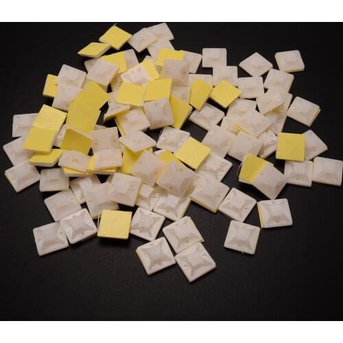 100 PCS/BAG Cable Tie Base Mounts Clamps Clip White Self Adhesive Tape Cable Wire Zip Tie Mounts Bases Wall Holder High Quality
