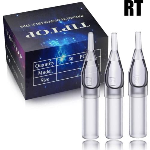 100pcs Assorted Disposable 3/5/7/9/11/14/18RT Round Size Gray Tattoo Tips for RL Plastic Tattoo Needles Sterilize Tip