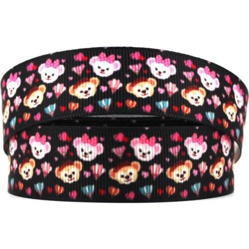 16mm/22mm/25mm/38mm/75mm Bear Print Grosgrain Ribbon 10/25/50yards DIY Gift Wrap Sewing Wedding Decor Ribbon