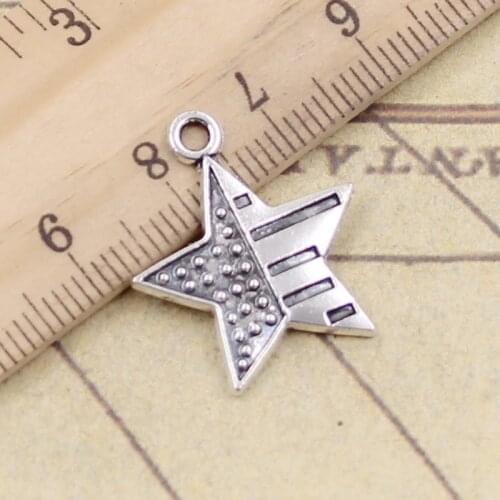 20pcs Charms Usa Flag Star 23x20mm Tibetan Silver Color Pendants Antique Jewelry Making DIY Handmade Craft Pendant