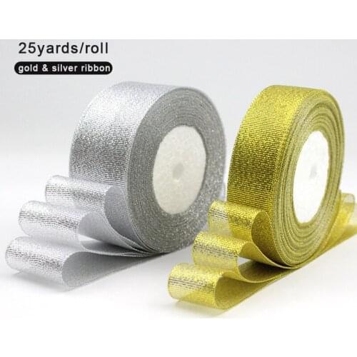 25 Yards/roll) Silk Satin Ribbons Gift Wrapping Decoration Christmas Ribbons DIY Handmade gold silver 6/10/15/20/25/30/40mm