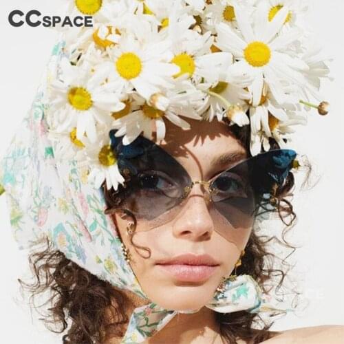 49096 Rimless Luxury Butterfly Sunglasses Women Fashion Shades UV400 Vintage Glasses