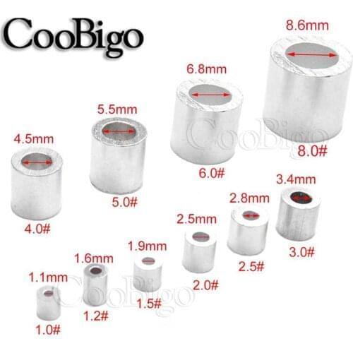 50pcs Aluminum Cord Lock Cable Crimps Sleeves Cable Stopper Ferrule Stops For Snare Wire Rope Clip Fittings Hardware M1.0~M8.0