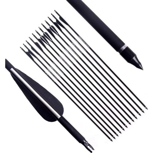 6/12pcs Hunting 30" Archery Spine500 Carbon Arrow Bolts for Compound/Recurve Bow Shooting