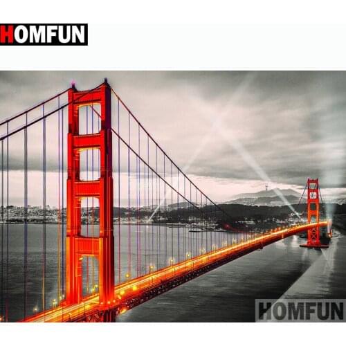 HOMFUN Full Square/Round Drill 5D DIY Diamond Painting "Bridge scenery" Embroidery Cross Stitch 5D Home Decor Gift A13068