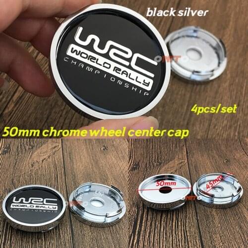 Free shipping 4pcs/set 50mm Wheel center cap Rim covers Wheel hubcap BLACK WRC logo decal Car Accessorie for universal car