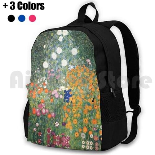 Gutav Klimt Flower Garden Painting Outdoor Hiking Backpack Riding Climbing Sports Bag Gutav Klimt Retro Vintage Art Kiss The