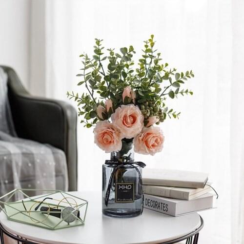 Fake Artificial Flower Vase Plastic Wedding Decoration Party Table Room Fall Decor Rose Bonsai Stage Garden Craft Home Comfort